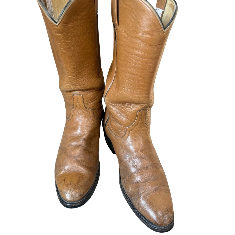 Vintage‎ Brown Leather Roper Boots Men's 8.5 EE Pull-On Western